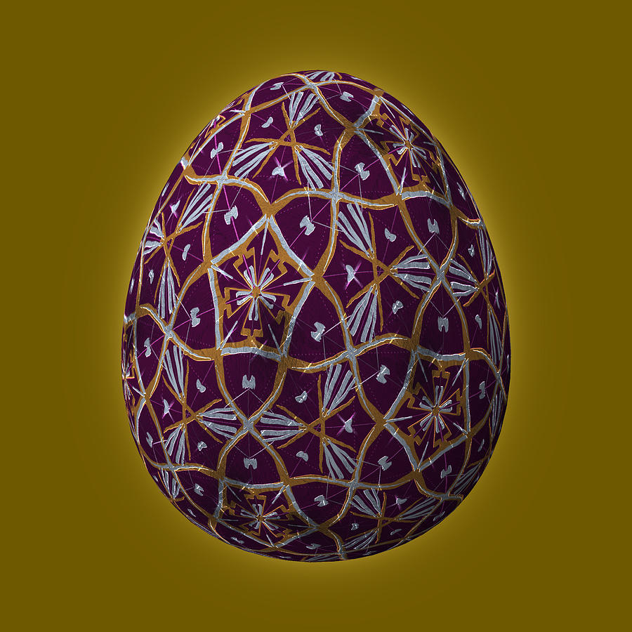 Christmas Egg Maroon on Gold Digital Art by Eileen Backman