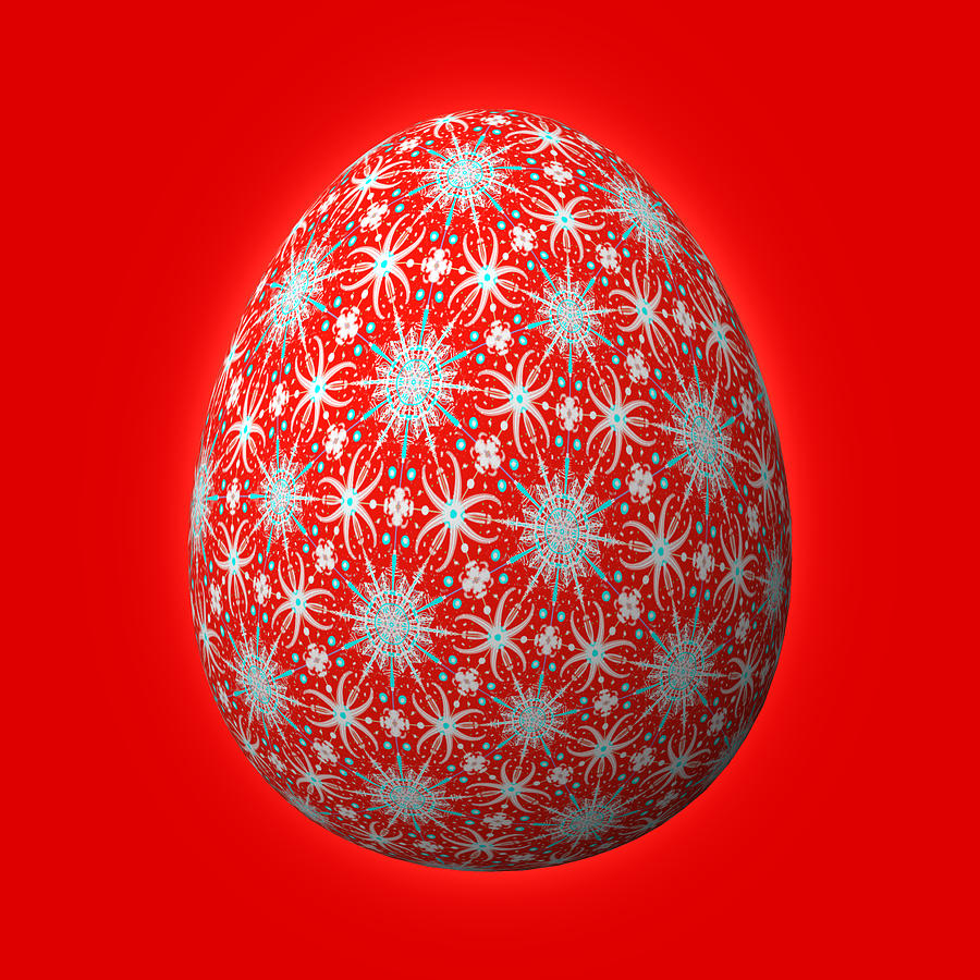 Christmas Egg Red on Red Digital Art by Eileen Backman