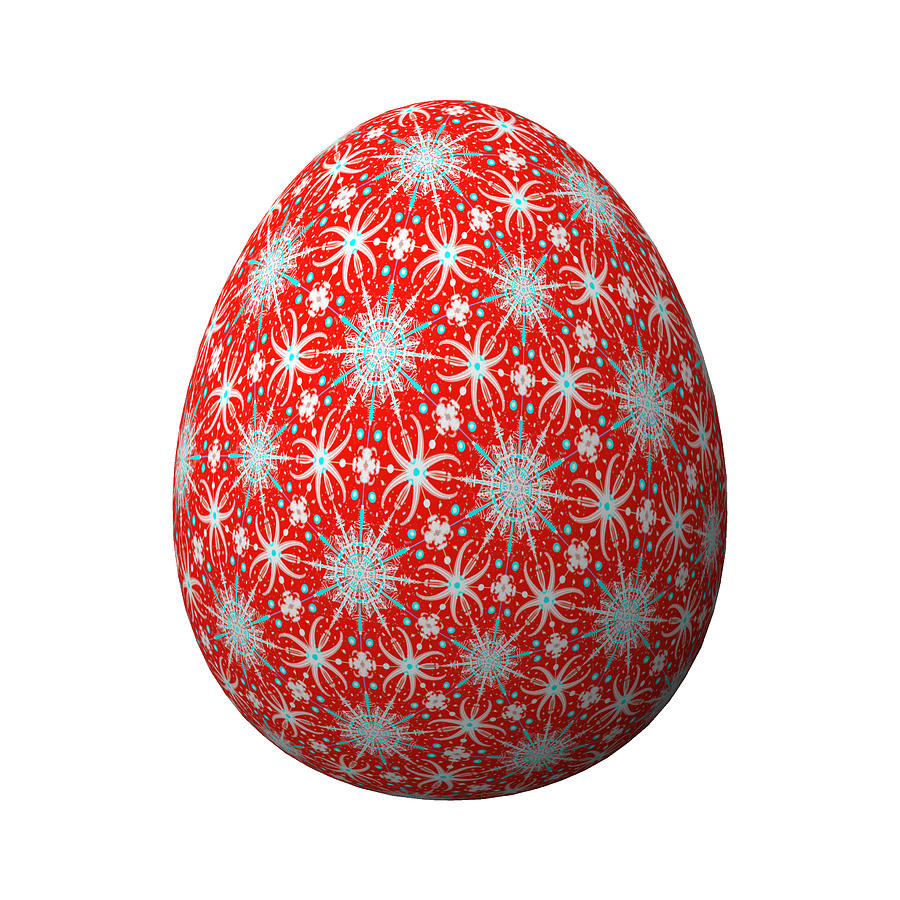 Christmas Egg Red on White Digital Art by Eileen Backman