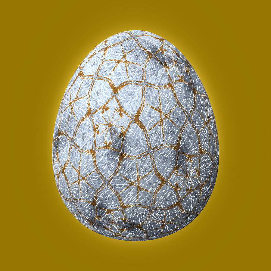 Christmas Egg Silver on Gold Digital Art by Eileen Backman