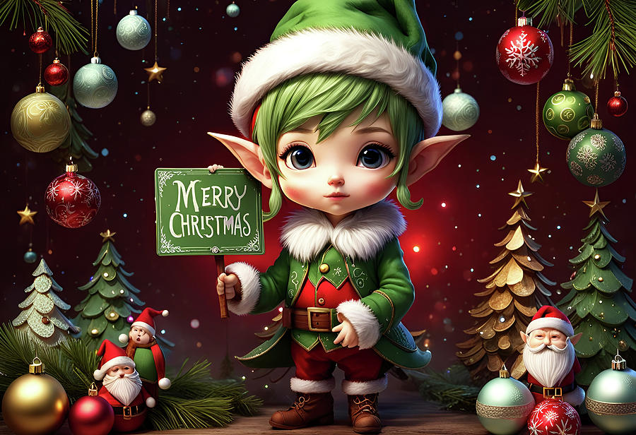 Christmas Elf Greeting Digital Art by Deb Beausoleil