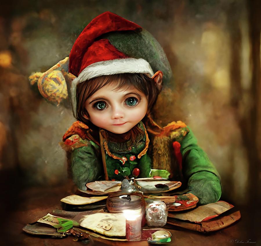 Christmas Elf Wink Frosthug Digital Art by Debra Forand