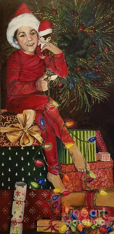 Christmas elves Painting by Merana Cadorette