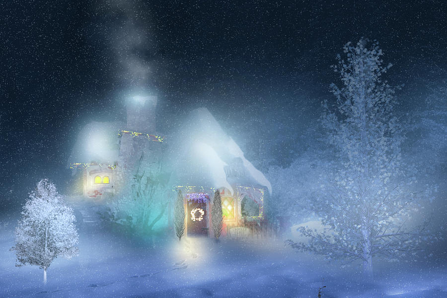 Christmas Eve at Crooked Cottage Digital Art by Mark Andrew Thomas