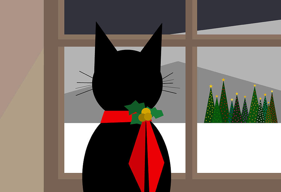 Christmas Eve Cat Digital Art by Val Arie