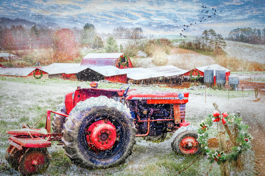 Barns Photograph - Christmas Eve Farm by Debra and Dave Vanderlaan