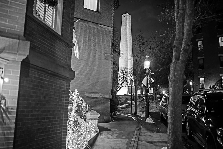 Christmas Eve in Charlestown Massachusetts Bunker Hill Memorial Black and White Photograph by Toby McGuire