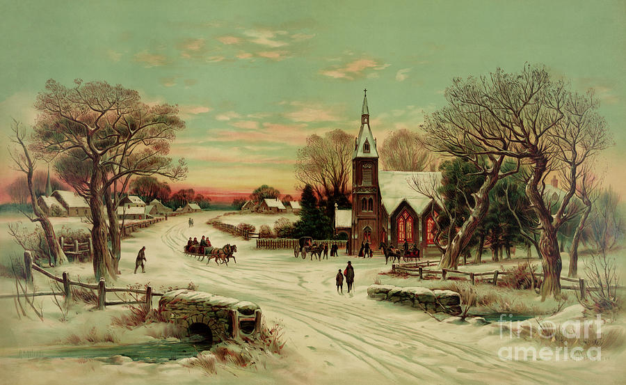 Christmas Eve in the country Drawing by Heidi De Leeuw