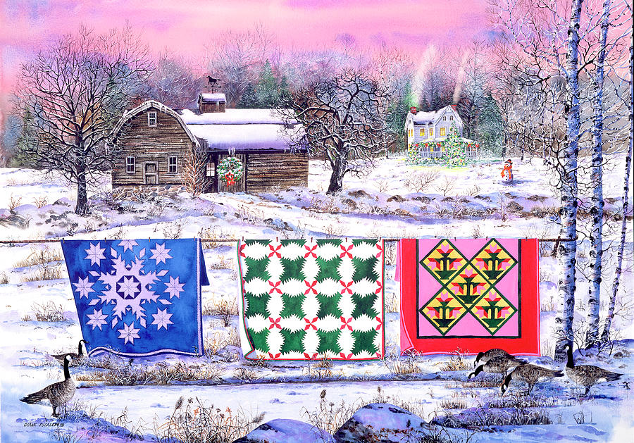 Christmas Eve Quilts Painting by Diane Phalen