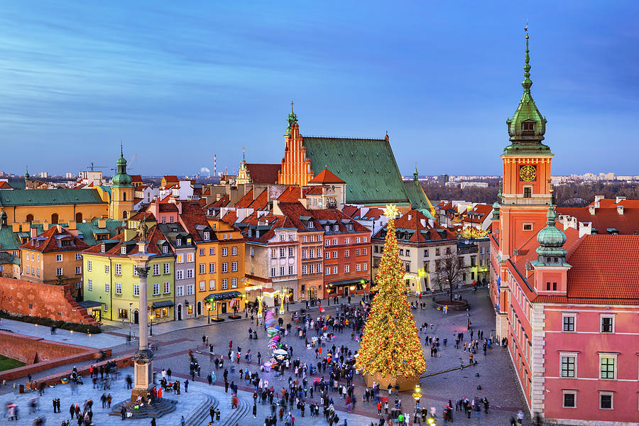 Christmas Evening In City Of Warsaw Photograph by Artur Bogacki