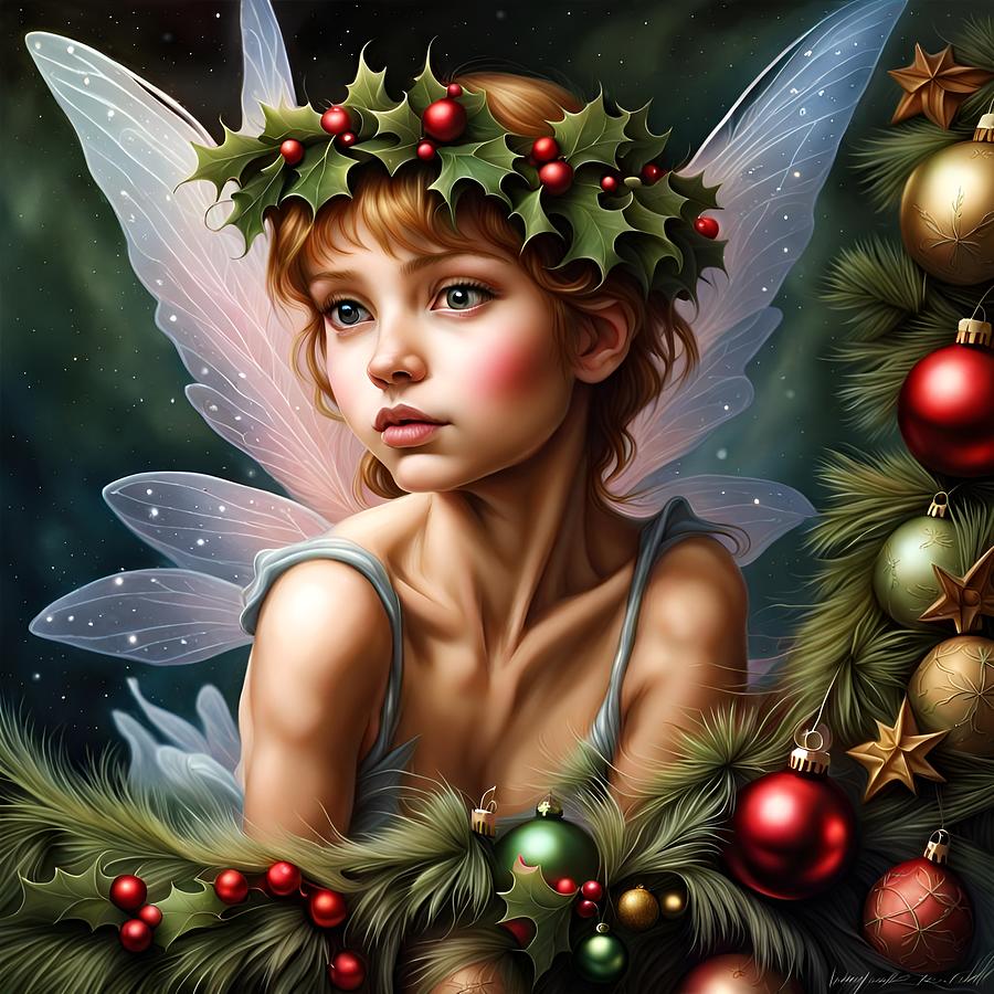 Christmas fairy Painting by Petra Stephens