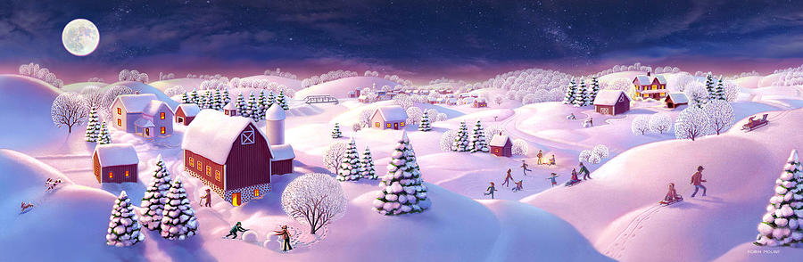 Christmas Farm Panorama Painting by Robin Moline