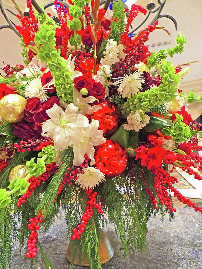 Christmas Floral Arrangement in Vivid Colors Digital Art by Marian Bell ...