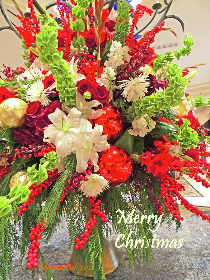Christmas Floral Arrangement in Vivid Colors - Merry Christmas Digital Art  by Marian Bell - Fine Art America