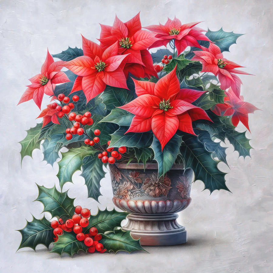 Christmas Flowers Mixed Media by Kim Hojnacki