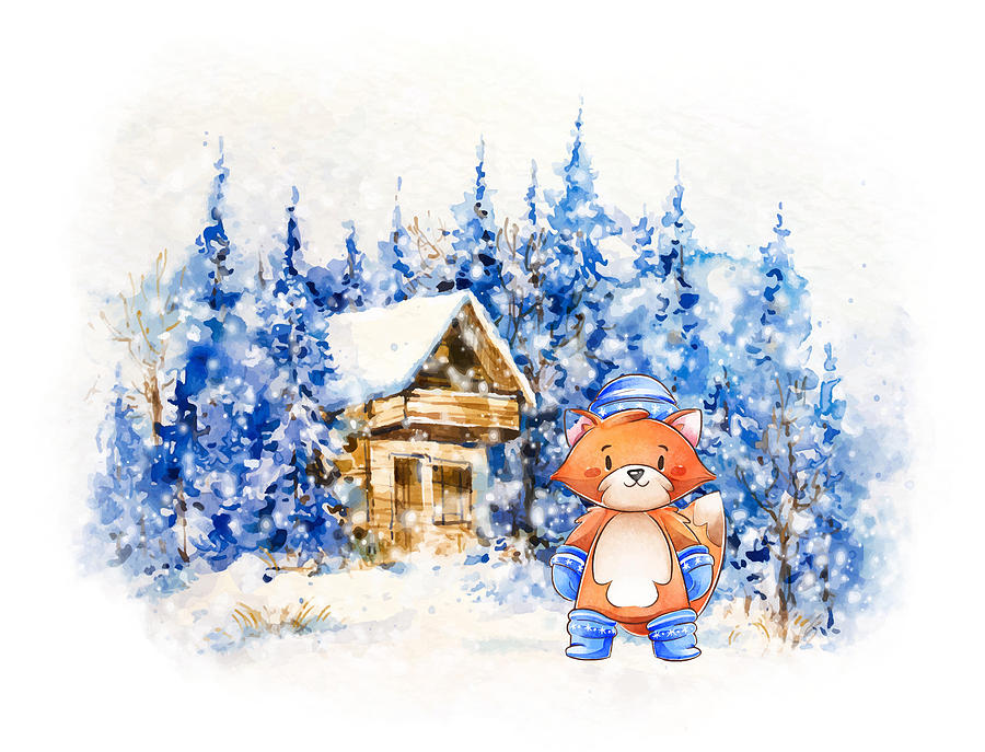 Christmas Fox Painting by Miki De Goodaboom