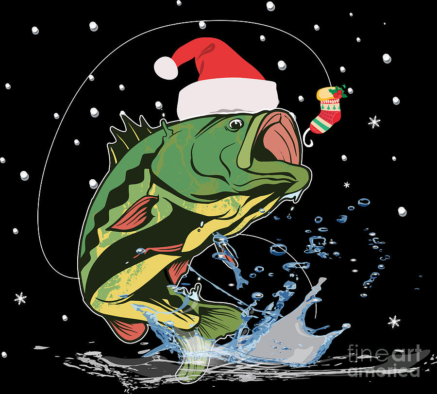 Christmas Funny Fishing Santa Fisherman Xmas Gift Digital Art by Haselshirt  - Pixels