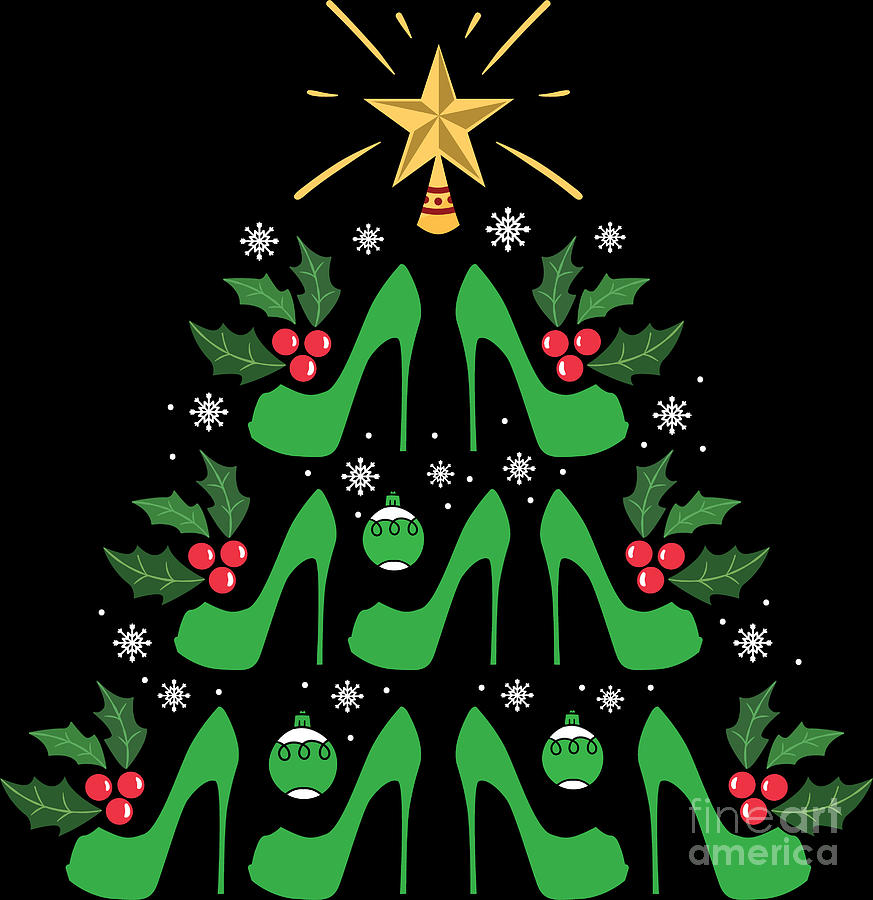 Christmas Funny High Heel Shoes Holiday Xmas Tree Digital Art by ...