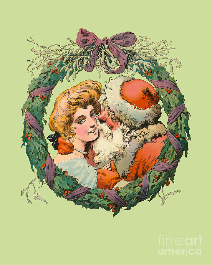 Christmas Mixed Media - Christmas garland with Santa Claus by Madame Memento