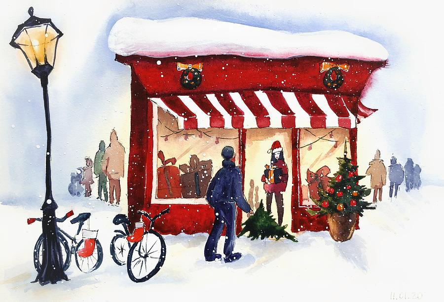 Christmas Gift Shopping Painting by Tanya Gordeeva