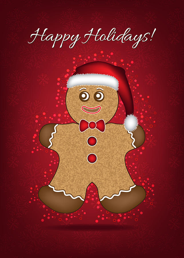 Christmas Gingerbread Man Card Digital Art by Serena King