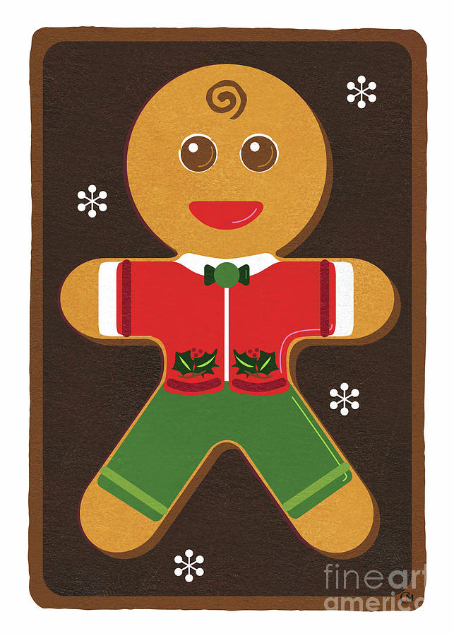 Digital Digital Art - Christmas Gingerbread Man by Connie Moore Designs