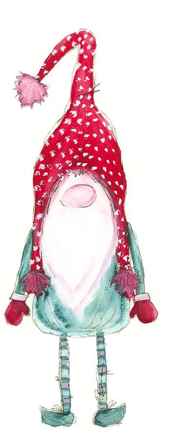 Christmas Gnome Art Painting by Dawn Derman