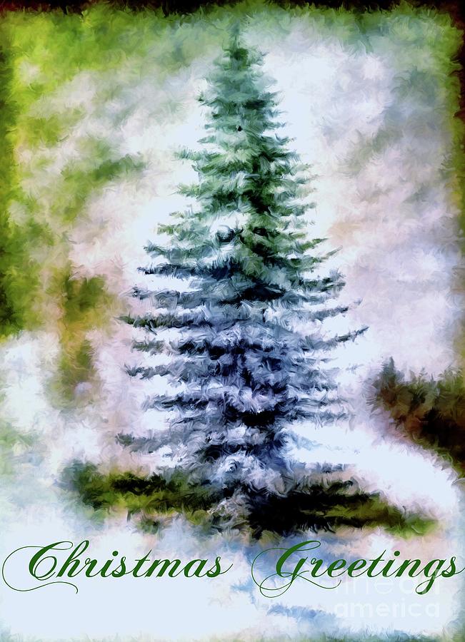 Christmas Greeting Tree Painting by Elaine Manley
