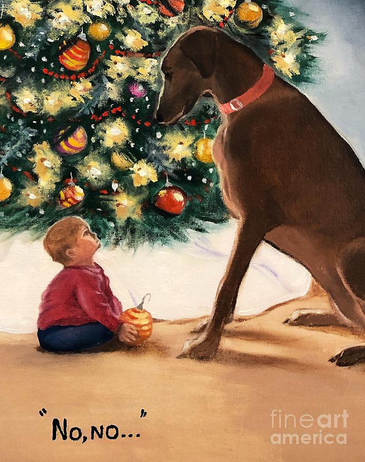 Christmas Tree Painting - Christmas Has Rules by Karen Lee Hanson