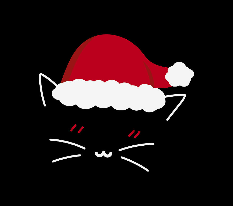 Christmas Hat Cat Digital Art by Sambel Pedes