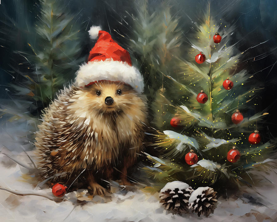 Christmas Hedgehog Digital Art by Tammy Wetzel