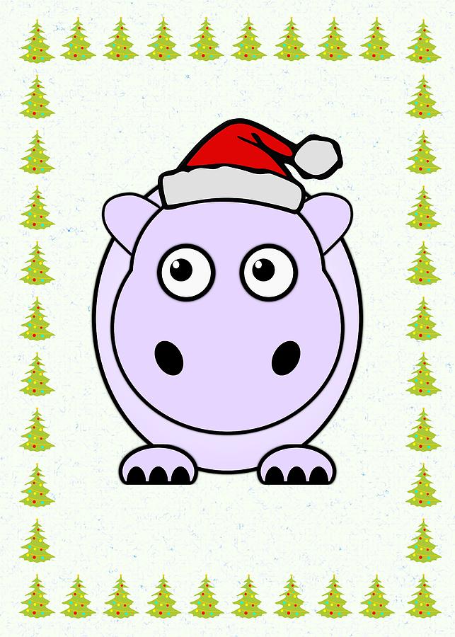 Christmas Hippo - Art for Kids Digital Art by Anastasiya Malakhova