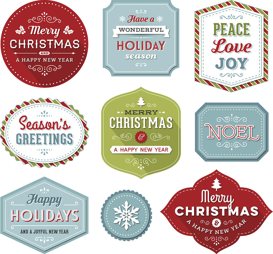 Christmas-Holiday Labels Drawing by Aleksandarvelasevic