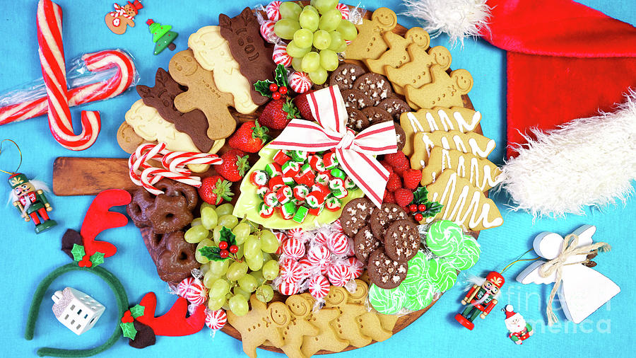 Christmas holiday large dessert grazing platter charcuterie board Photograph by Milleflore Images