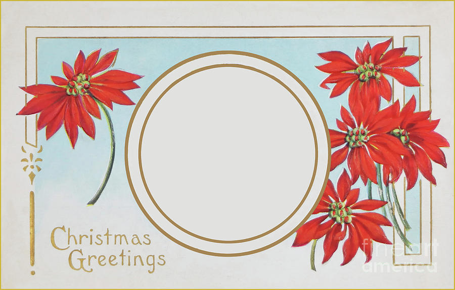 Christmas holiday vintage card blank center circle Photograph by Pete Klinger