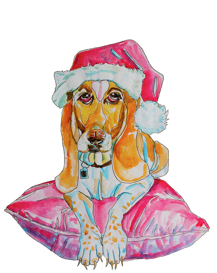 Christmas Hound Painting by Kelly Smith