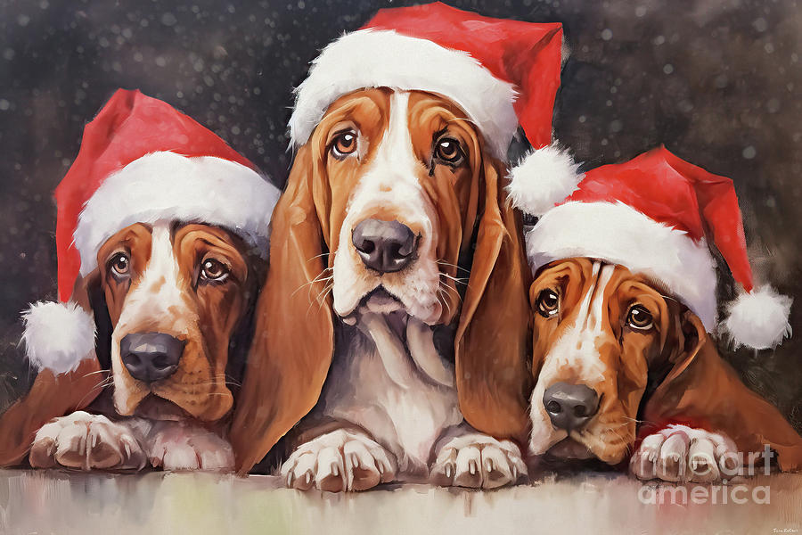 Christmas Hounds Painting by Tina LeCour