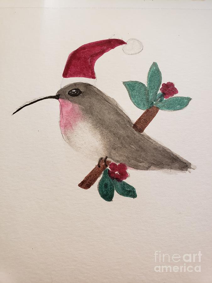 Christmas Hummingbird  Painting by Margaret Welsh Willowsilk