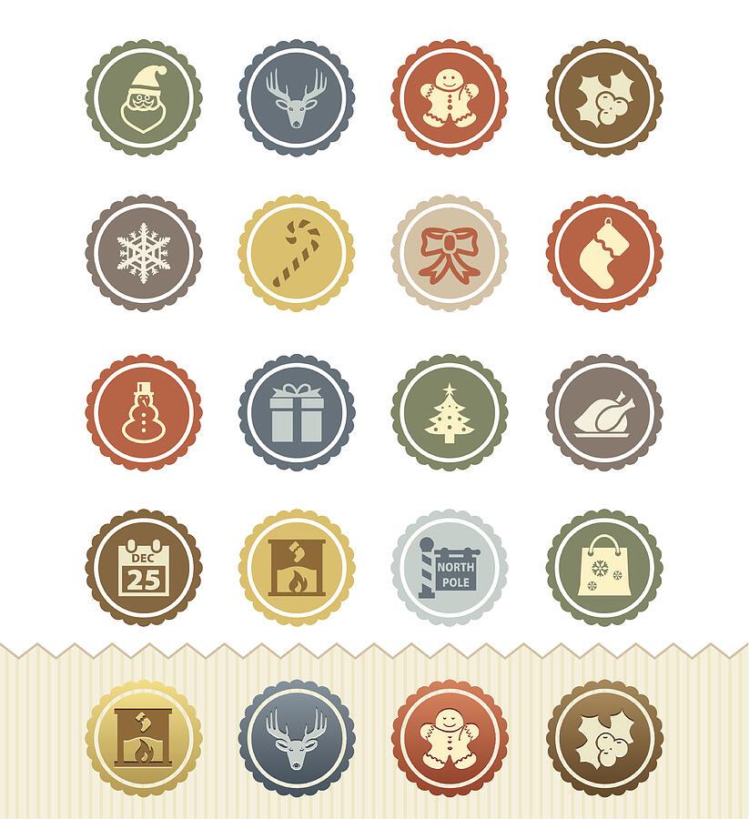 Christmas Icons : Vintage Badge Series Drawing by CagriOner