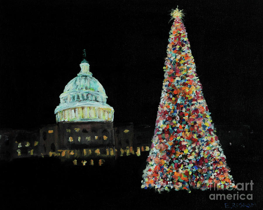 Christmas in DC Painting by Elizabeth Roskam