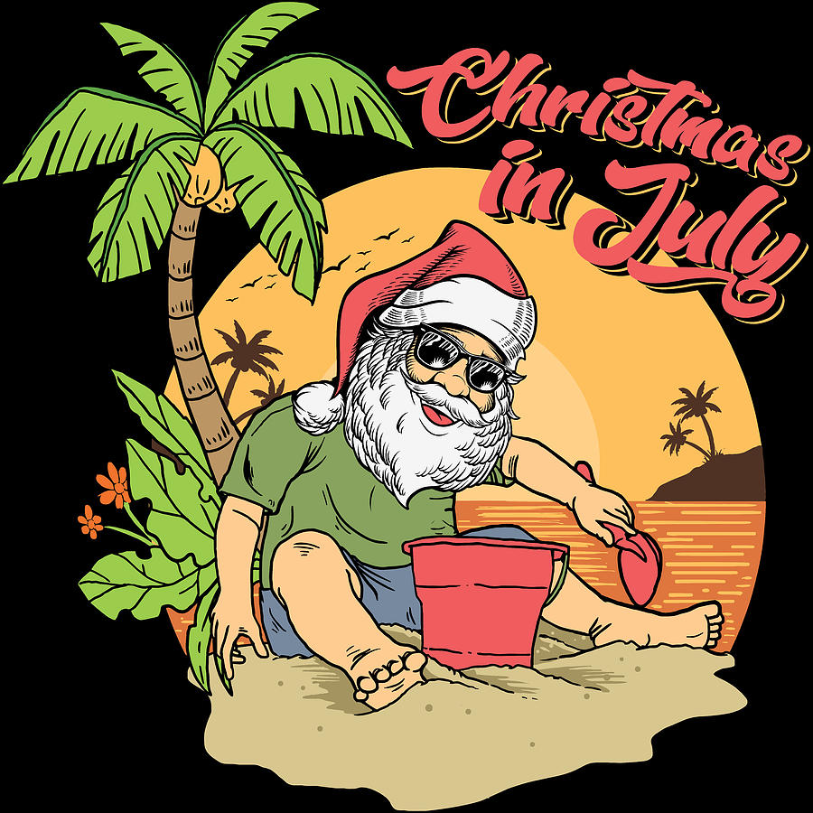 Christmas In July Santa Claus Beach Digital Art By Sweet Birdie Studio ...