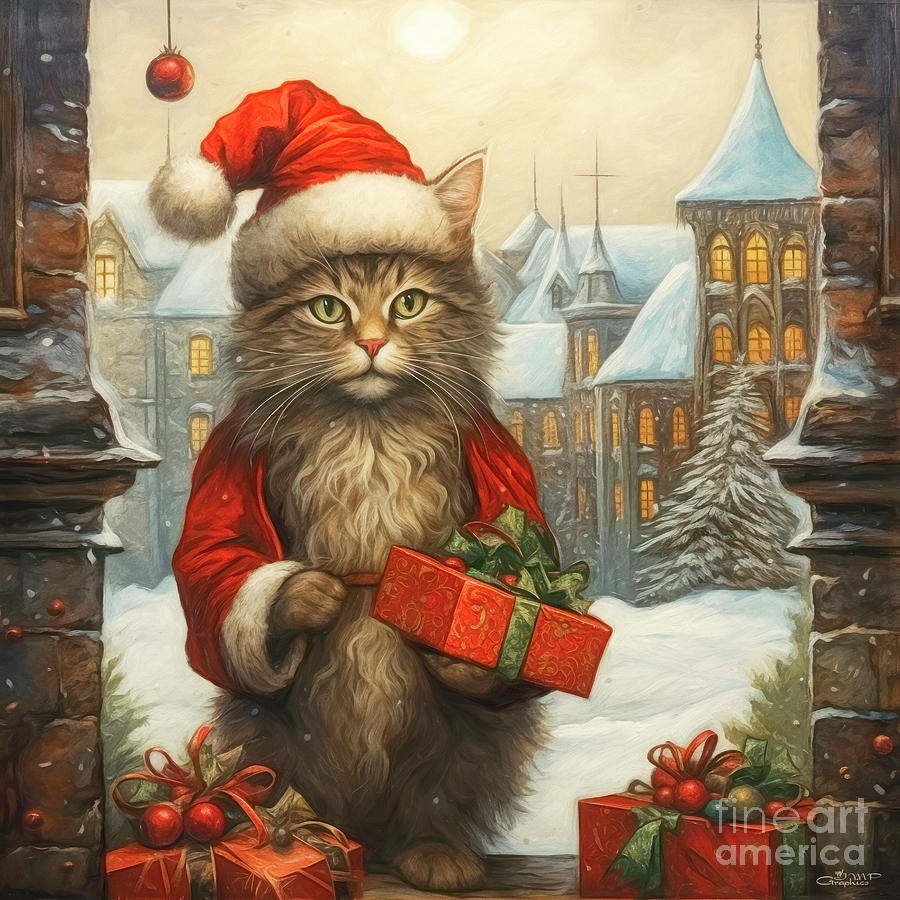 Christmas in Kitty City Digital Art by Jutta Maria Pusl