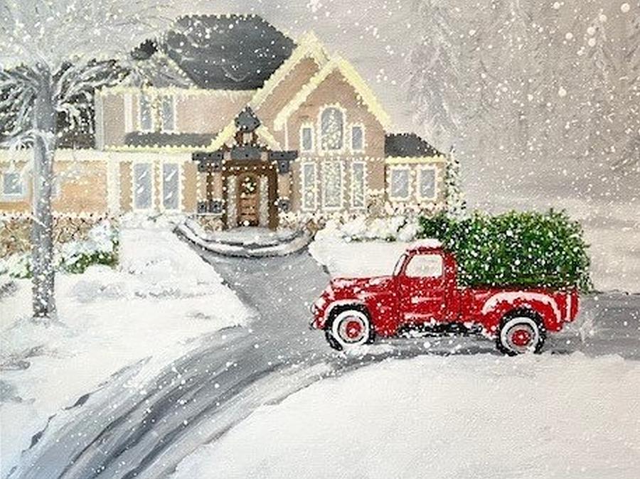 Christmas in Montana Painting by Juliette Becker