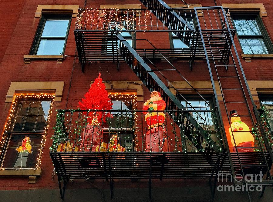 Christmas in New York - Fire Escape Photograph by Miriam Danar