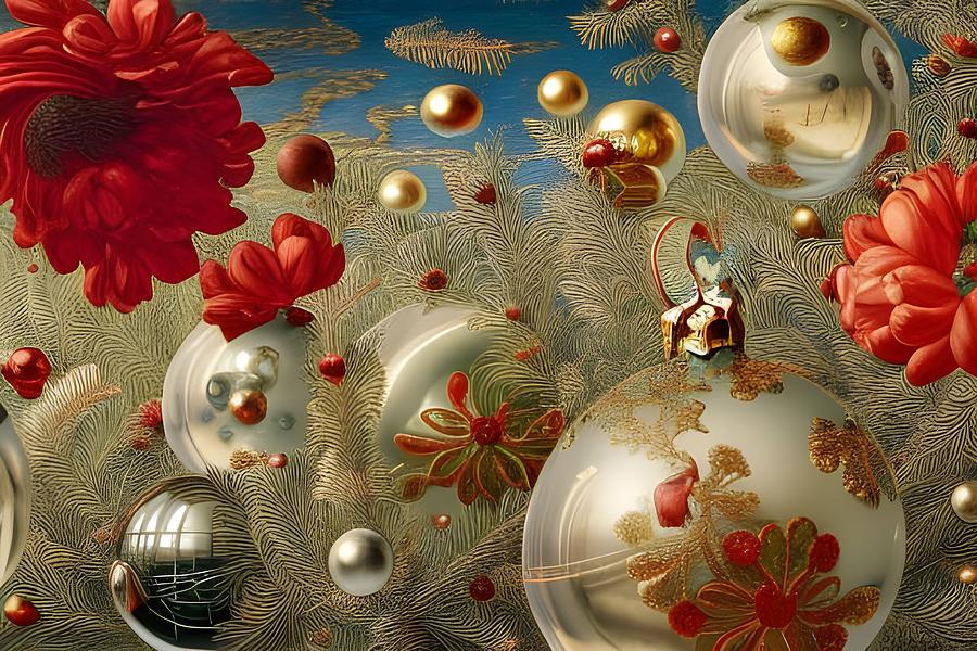 Christmas in Red and Silver Digital Art by Beverly Read