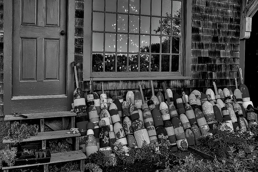 Christmas In Rockport ME BW Photograph by Susan Candelario