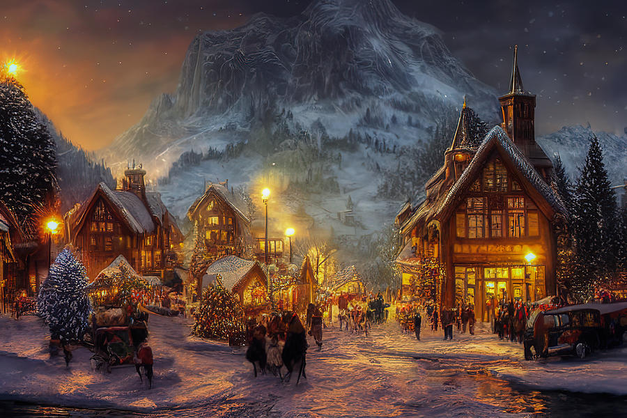 Christmas in the Alps Digital Art by Wes and Dotty Weber