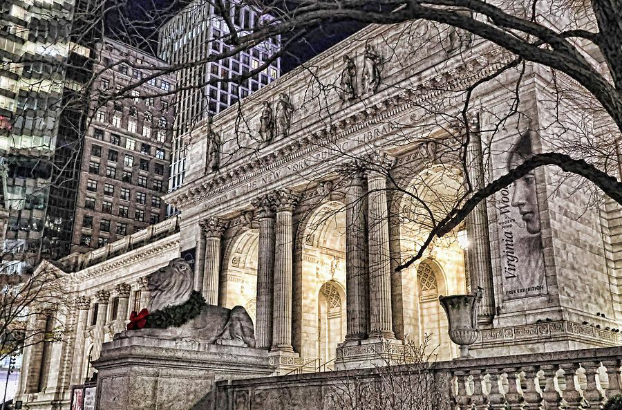 Christmas in the City  # 45 - NYC Public Library Photograph by Allen Beatty