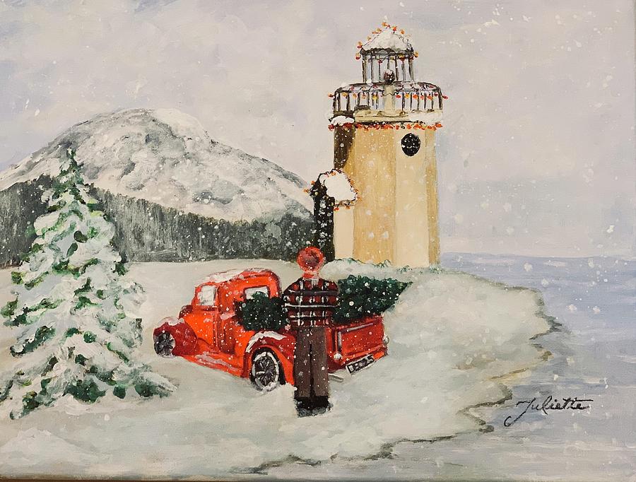 Christmas in the Harbor Painting by Juliette Becker