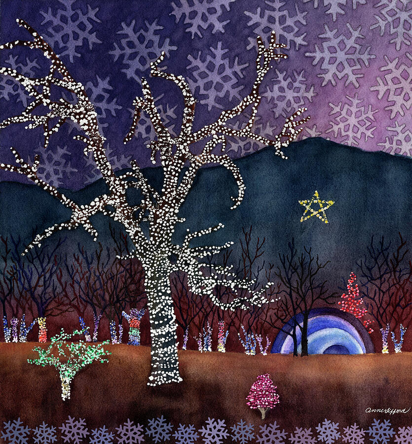 Christmas in the Park Painting by Anne Gifford